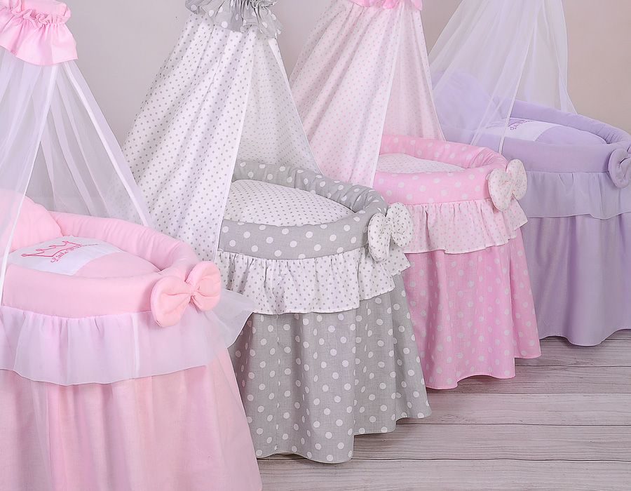 Wózek dla lalek Kosz Mojżesza dla lalek z baldachimem LITTLE PRINCESS różowy