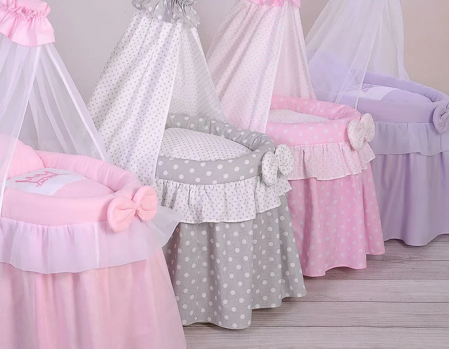 Wózek dla lalek Kosz Mojżesza dla lalek z baldachimem LITTLE PRINCESS różowy