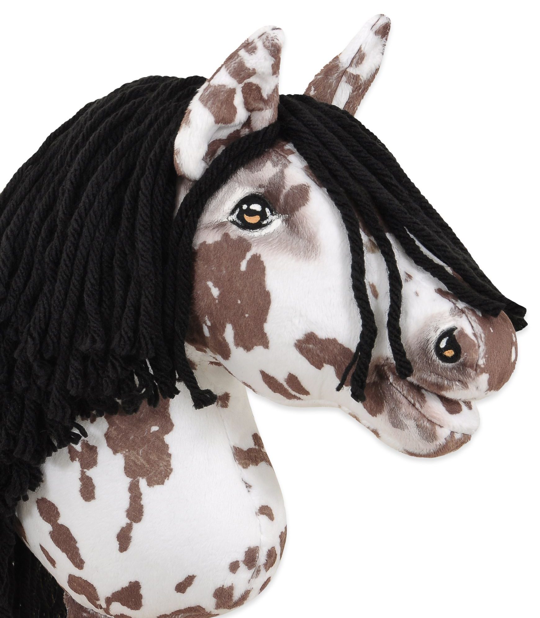 Hobby Horse Mały koń na kiju Premium tarantowaty biało-brązowy z czarną grzywą A4