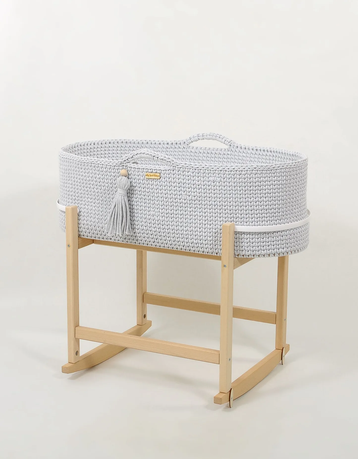 Kosz Mojżesza BOHO Handmade z kołyską - śmietanka