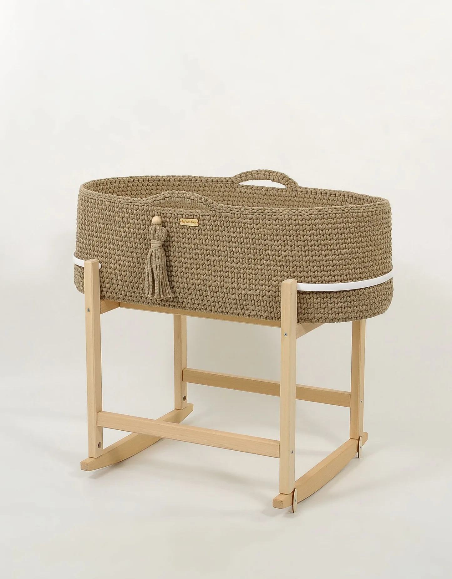 Kosz Mojżesza BOHO Handmade z kołyską - śmietanka