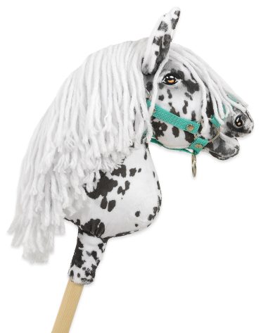Hobby Horse Średni koń na kiju Premium tarantowaty biało-czarny z białą grzywą A4