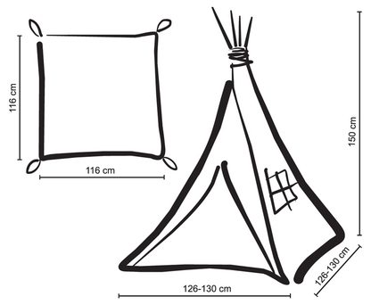 Namiot TIPI dla dzieci +mata + zawieszki pióra - Chevron różowy