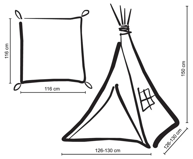 Namiot TIPI dla dzieci +mata + zawieszki pióra - Chevron różowy