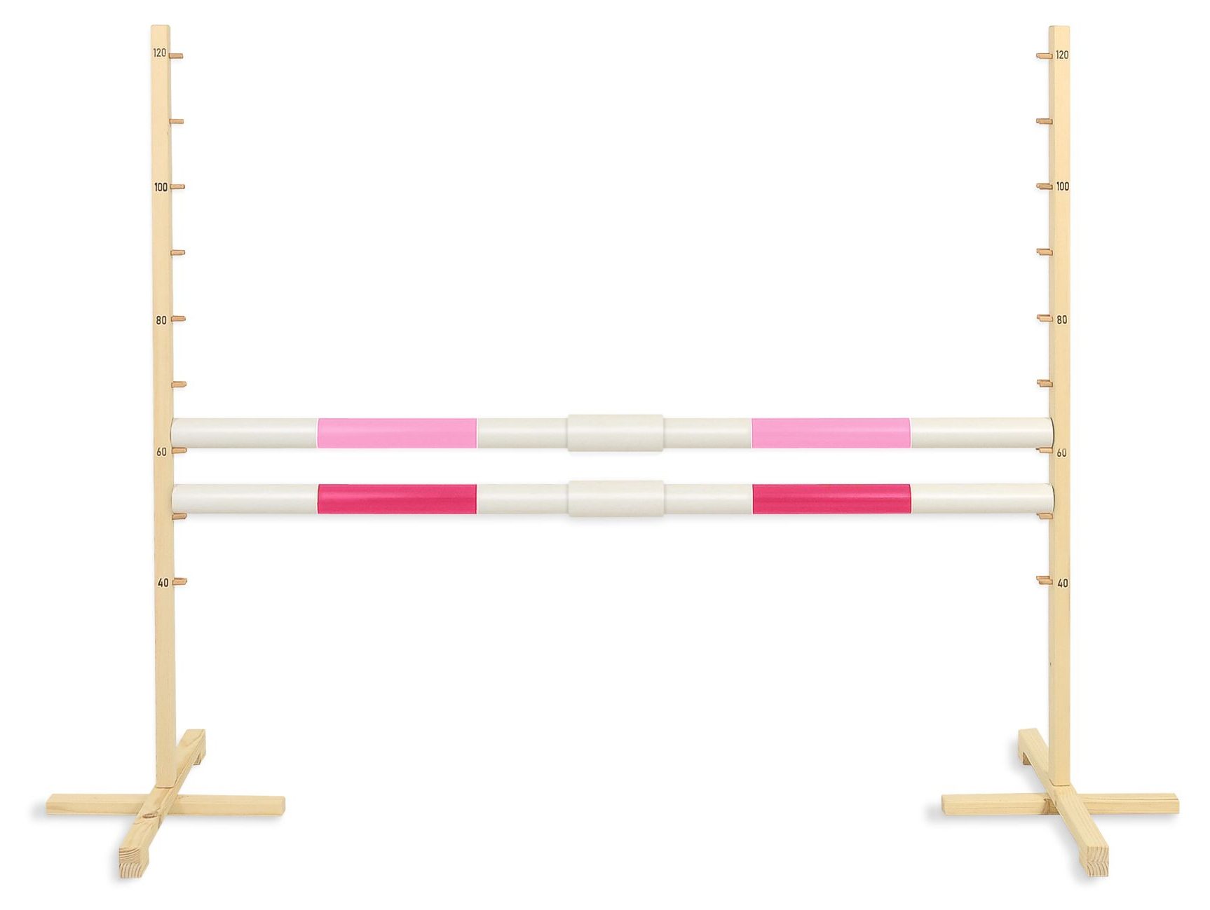 Przeszkoda skokowa do Hobby Horse 160cm, h-120 cm, dwie belki - jasny róż i ciemny róż