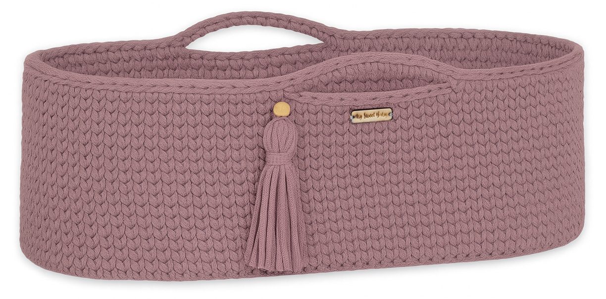 Kosz Mojżesza BOHO bawełniany Handmade z materacykiem - jasny beżowy