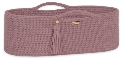 Kosz Mojżesza BOHO bawełniany Handmade z materacykiem - jasny beżowy