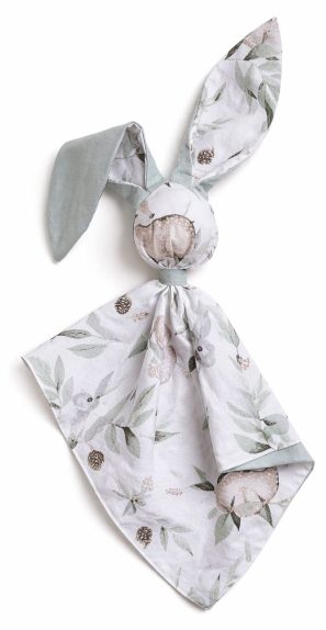 Miękka przytulanka DOUDOU kocyk króliczek z bawełny -Woodland olive/ szałwia