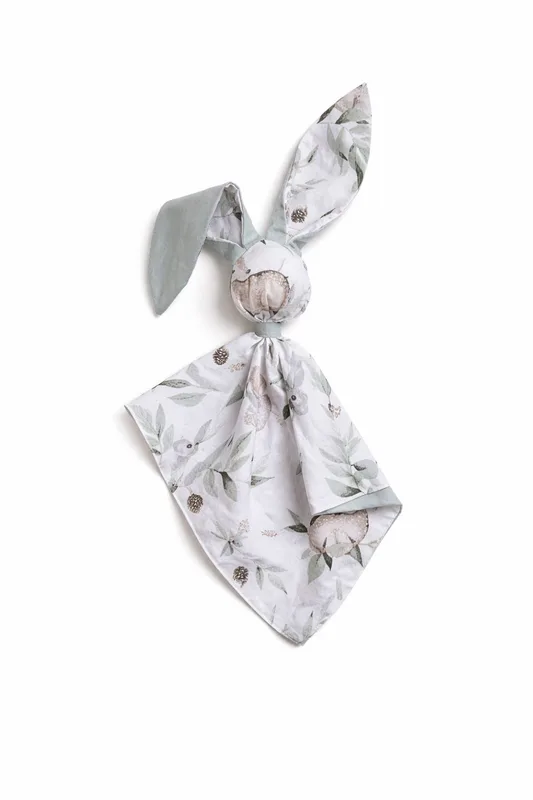 Miękka przytulanka DOUDOU kocyk króliczek z bawełny -Woodland olive/ szałwia