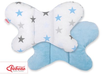 Poduszaka antywstrząsowa BOBONO motylek - gwiazdy szaro-niebieskie/niebieski