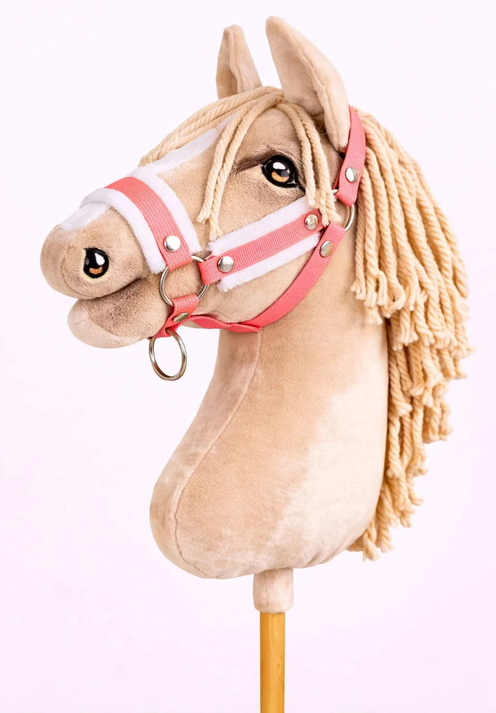 Kantar regulowany dla konia Hobby Horse A3 neon pink białym futerkiem