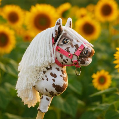 Hobby Horse Mały koń na kiju Premium tarantowaty biało-brązowy z białą grzywą A5