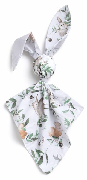 Miękka przytulanka DOUDOU kocyk króliczek z bawełny -Woodland green/ szary
