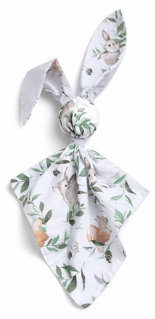 Miękka przytulanka DOUDOU kocyk króliczek z bawełny -Woodland green/ szary