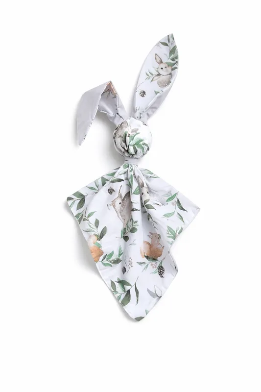 Miękka przytulanka DOUDOU kocyk króliczek z bawełny -Woodland green/ szary