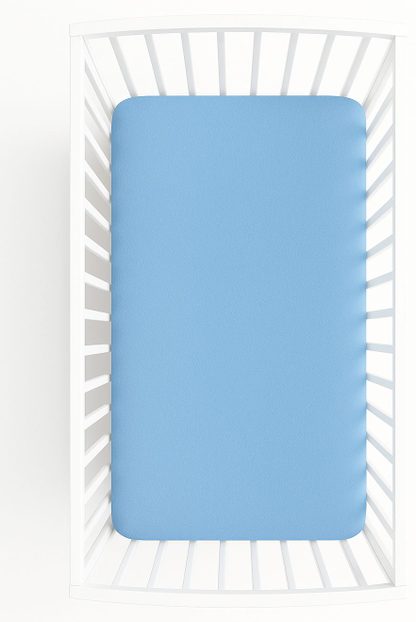 Prześcieradło frotte z gumką do łóżeczka 120x60cm - niebieskie