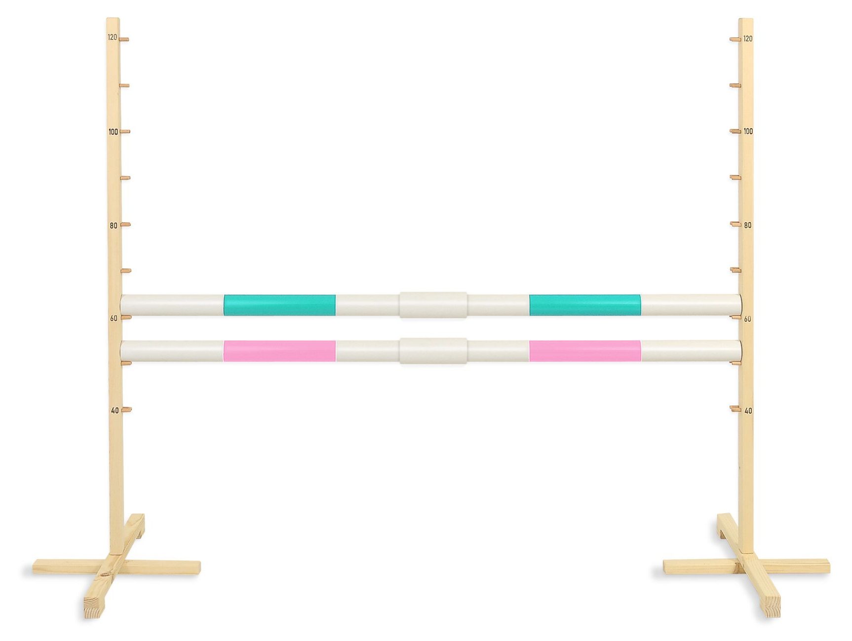 Przeszkoda skokowa do Hobby Horse 160cm, h-120 cm, dwie belki - miętowa i jasny róż