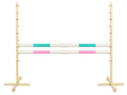 Przeszkoda skokowa do Hobby Horse 160cm, h-120 cm, dwie belki - miętowa i jasny róż