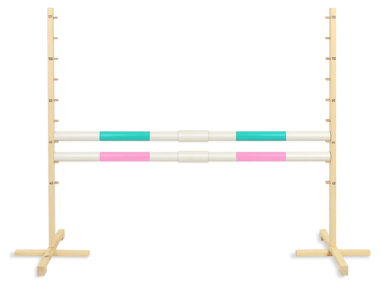Przeszkoda skokowa do Hobby Horse 160cm, h-120 cm, dwie belki - miętowa i jasny róż
