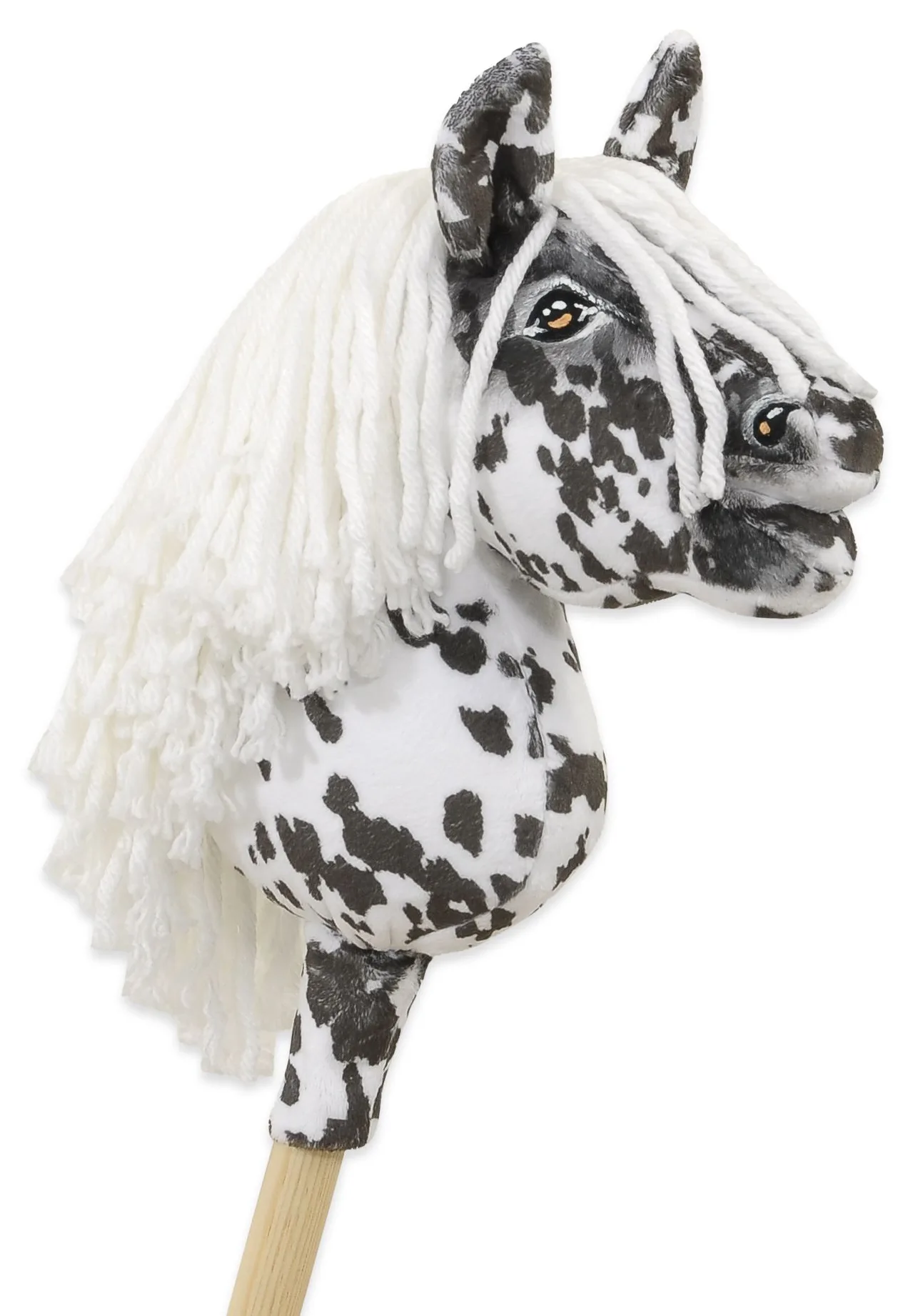 Hobby Horse Mały koń na kiju Premium tarantowaty biało-czarny z białą grzywą A5