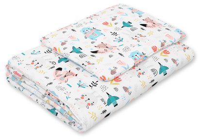Komplet pościeli dla niemowląt z wypełnieniem 2-cz 75x100cm NEWBORN - misie niebieskie
