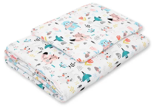 Komplet pościeli dla niemowląt z wypełnieniem 2-cz 75x100cm NEWBORN - misie niebieskie