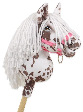 Hobby Horse Mały koń na kiju Premium tarantowaty biało-brązowy z białą grzywą A4