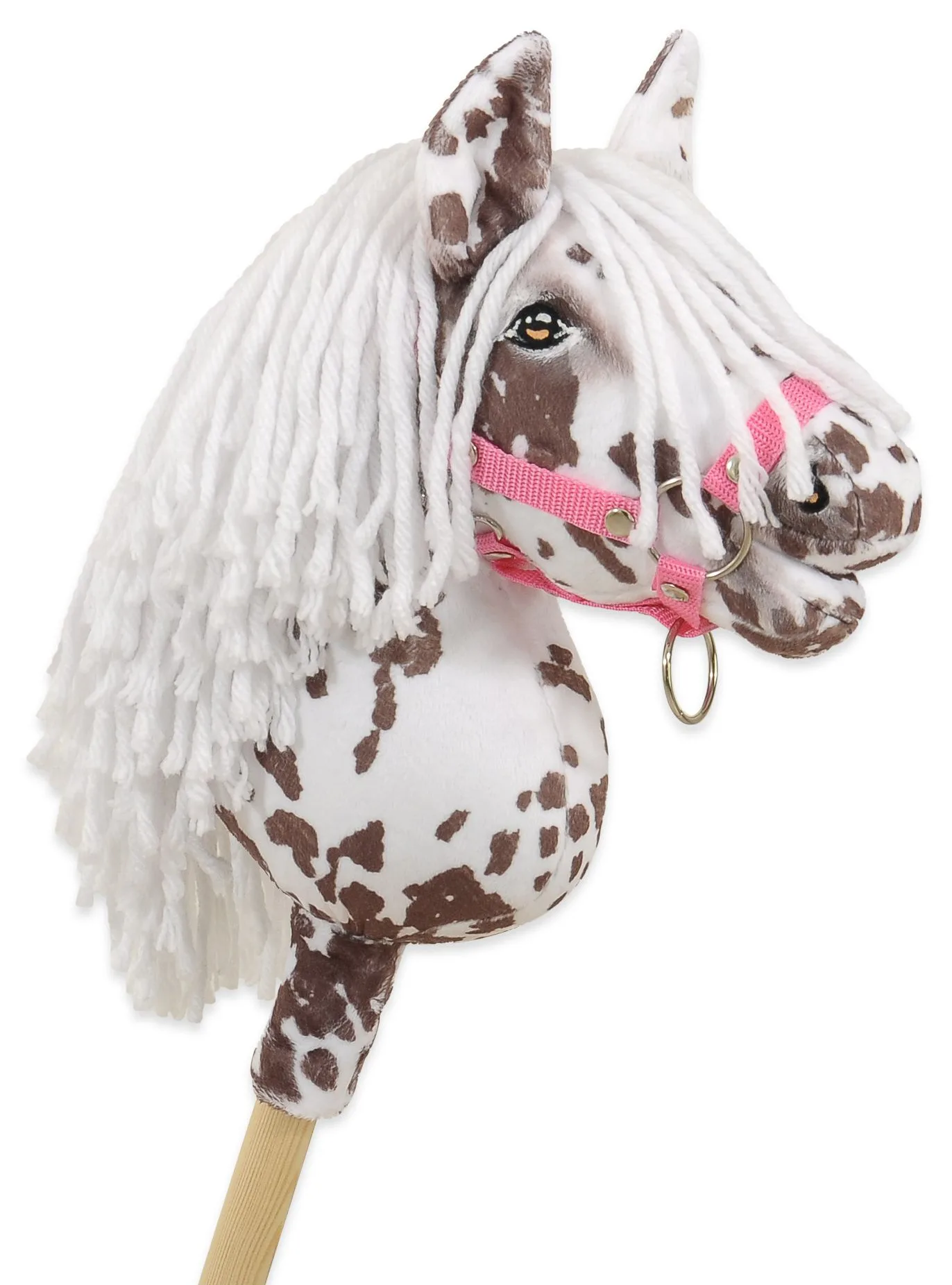 Hobby Horse Mały koń na kiju Premium tarantowaty biało-brązowy z białą grzywą A4