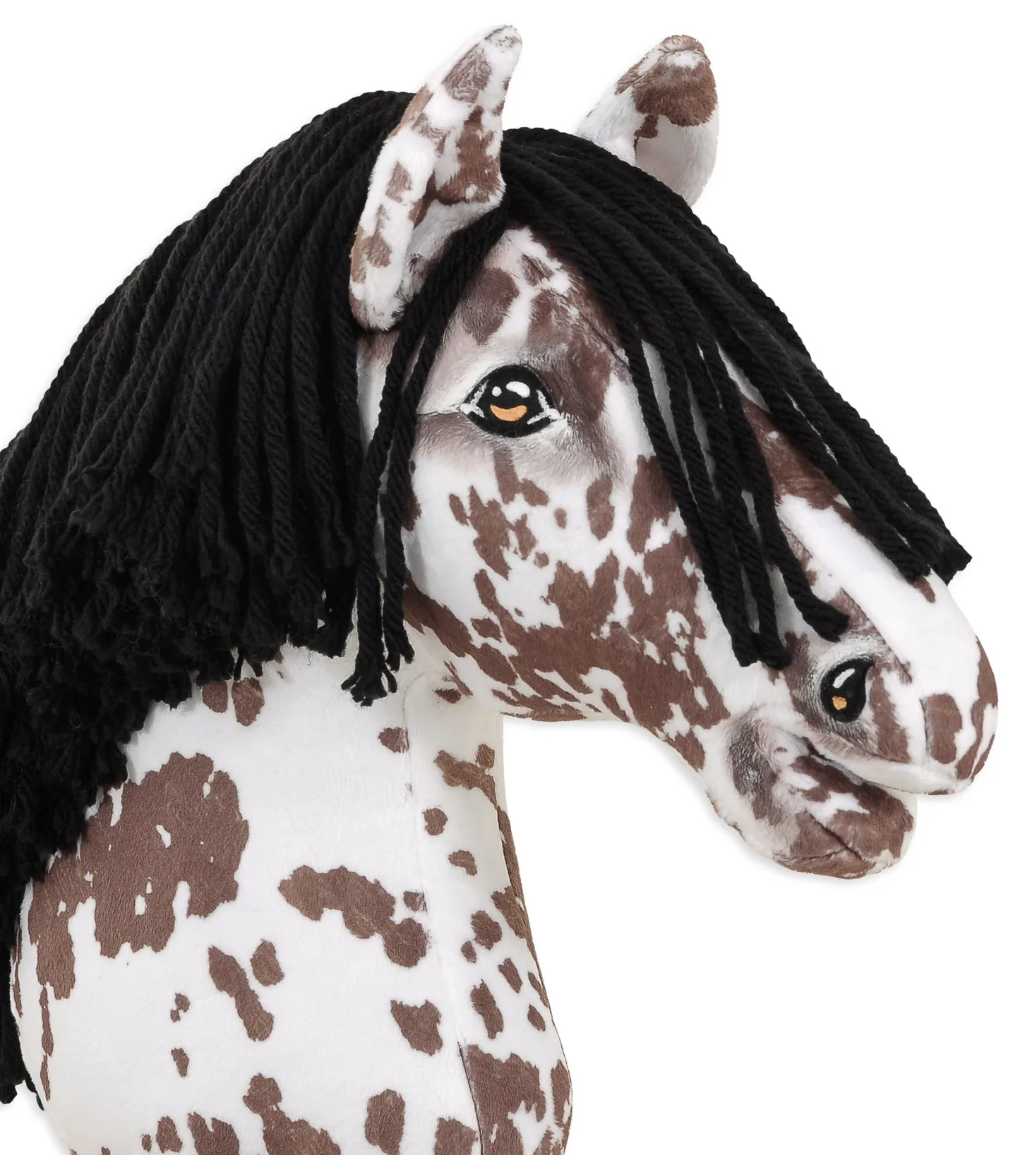 Hobby Horse Duży koń na kiju Premium - tarantowaty biało-brązowy z czarną grzywą A3