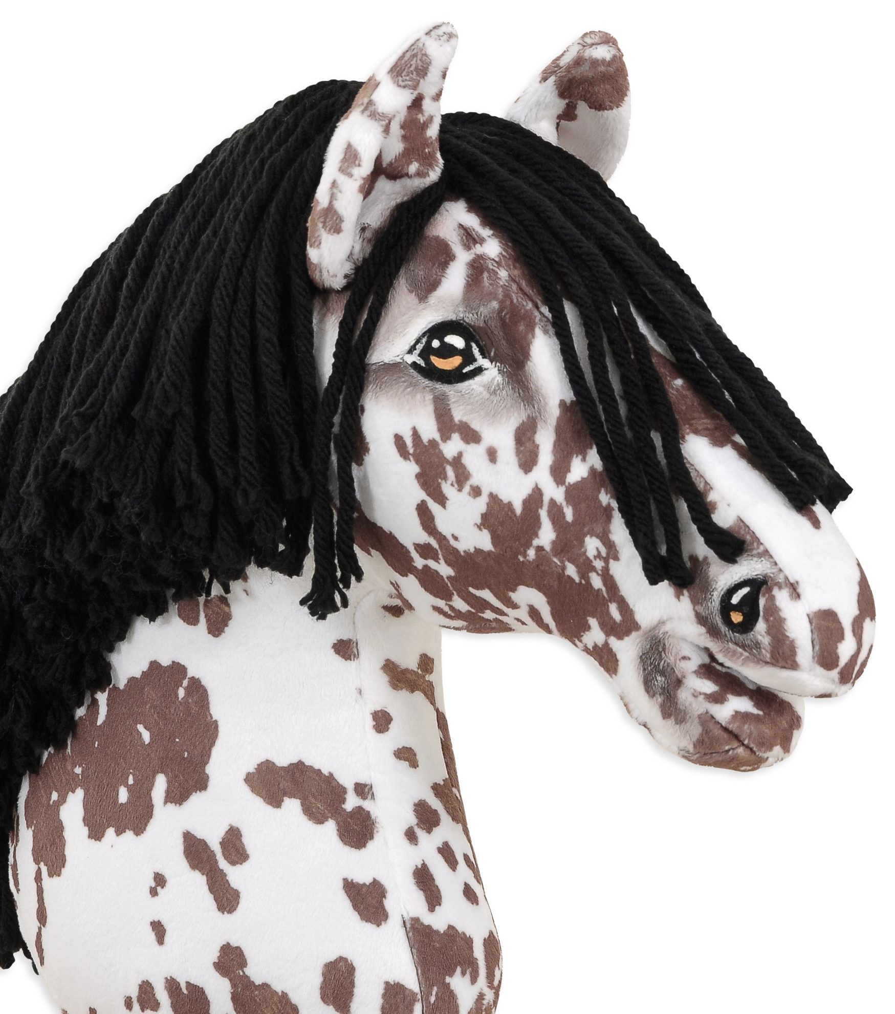 Hobby Horse Duży koń na kiju Premium - tarantowaty biało-brązowy z czarną grzywą A3