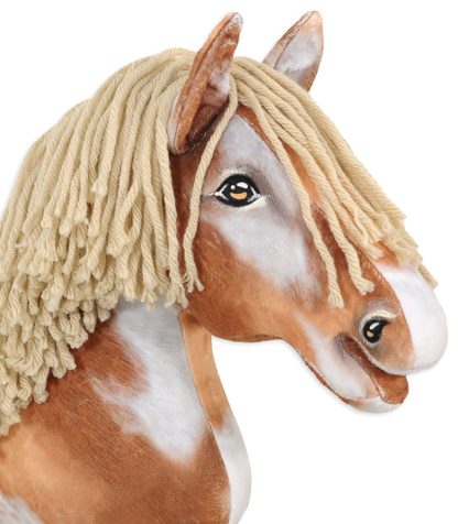 Hobby Horse Duży koń na kiju Premium - srokaty tobiano z beżową grzywą A3