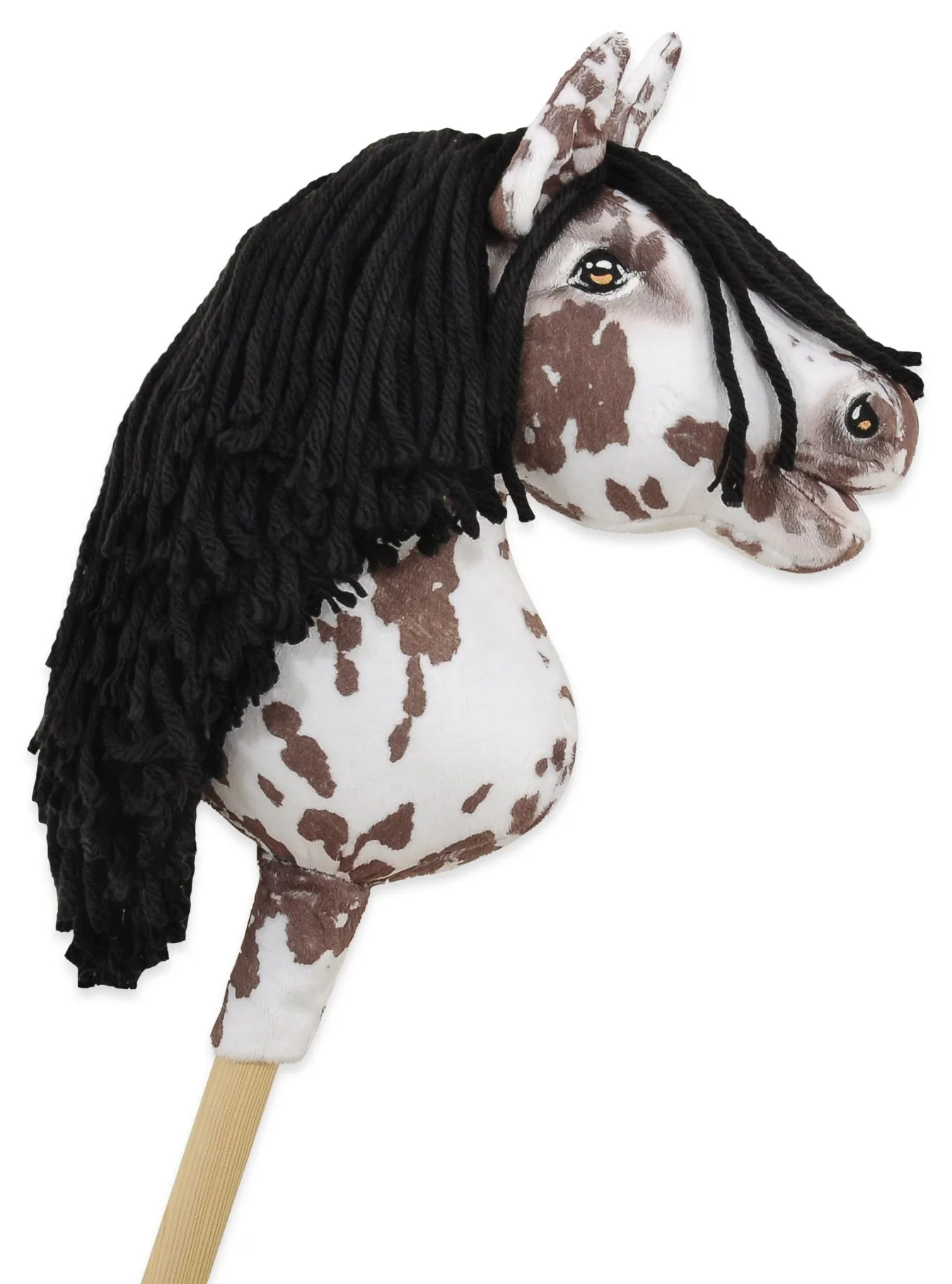 Hobby Horse Mały koń na kiju Premium tarantowaty biało-brązowy z czarną grzywą A4