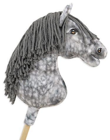 Hobby Horse Duży koń na kiju Premium - siwek jabłkowity z siwą grzywą A3