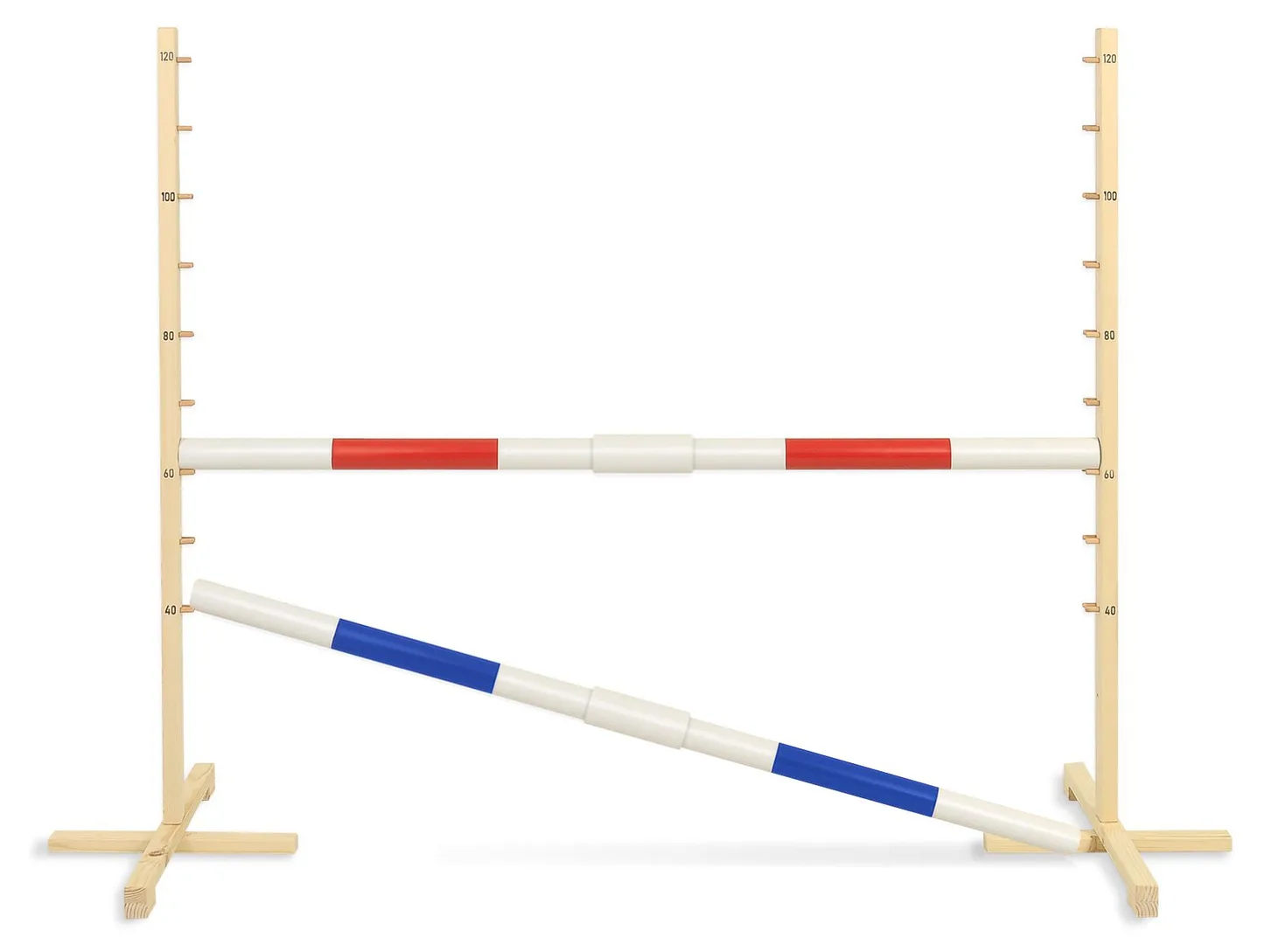 Przeszkoda skokowa do Hobby Horse 160cm, h-120 cm, dwie belki - niebieska i żółta