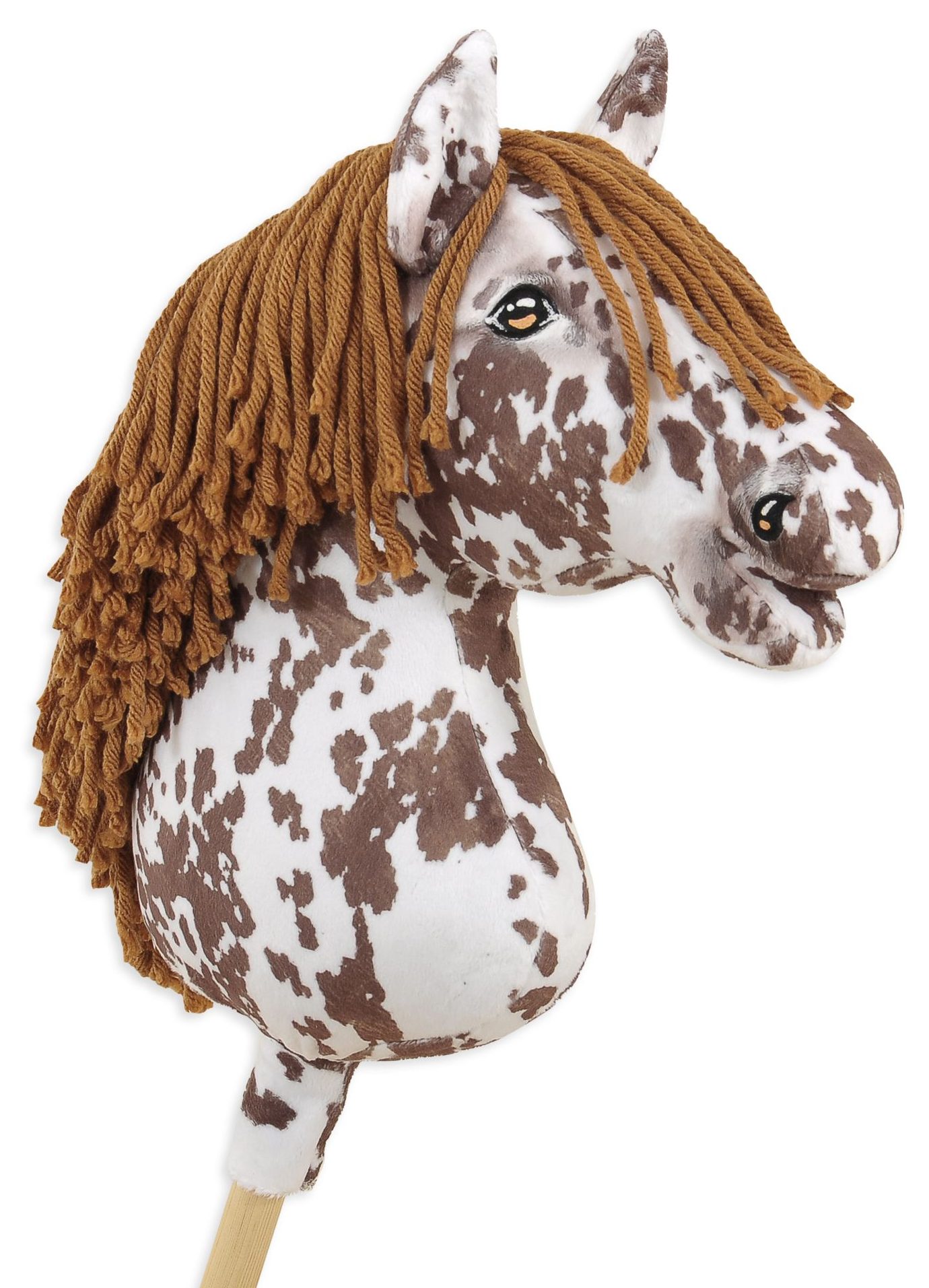 Hobby Horse Duży koń na kiju Premium - tarantowaty biało-brązowy z brązową grzywą A3
