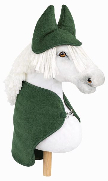 Zestaw dla Hobby Horse uniwersalny A4 i A5: polarowa derka + nauszniki – butelkowa zieleń