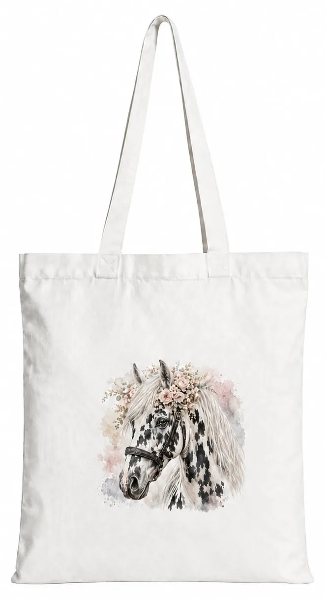 Torba bawełniana z białym koniem – 38 × 42 cm