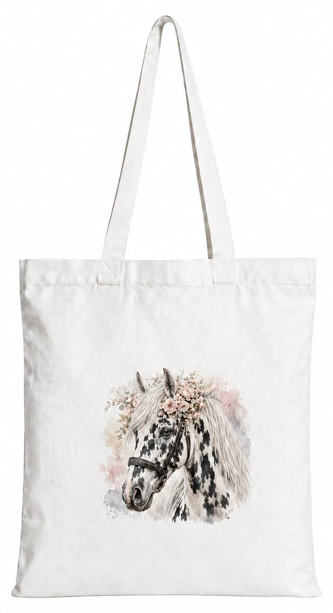 Torba bawełniana z białym koniem – 38 × 42 cm
