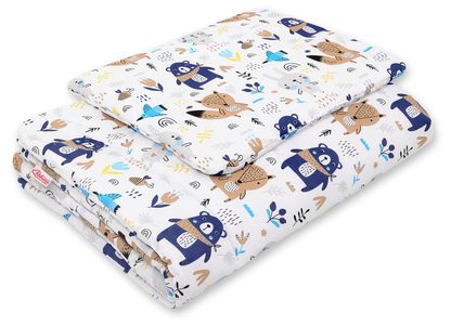 Komplet pościeli dla niemowląt z wypełnieniem 2-cz 75x100cm NEWBORN - misie niebieskie