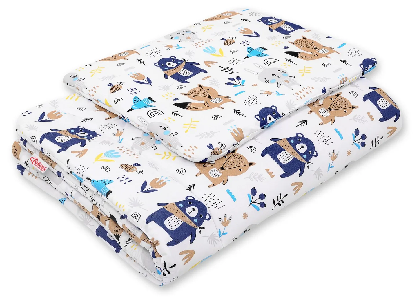 Komplet pościeli dla niemowląt z wypełnieniem 2-cz 75x100cm NEWBORN - misie niebieskie