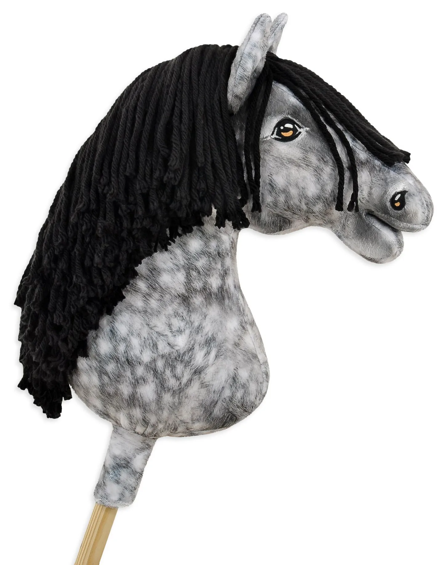 Hobby Horse Duży koń na kiju Premium - siwek jabłkowity z czarną grzywą A3