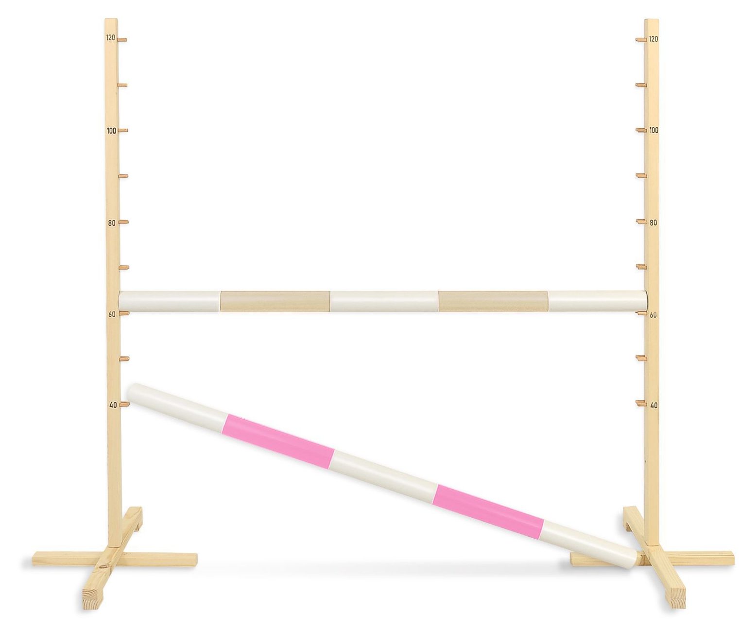 Przeszkoda skokowa do Hobby Horse 120cm, dwie belki - beżowa i jasny róż