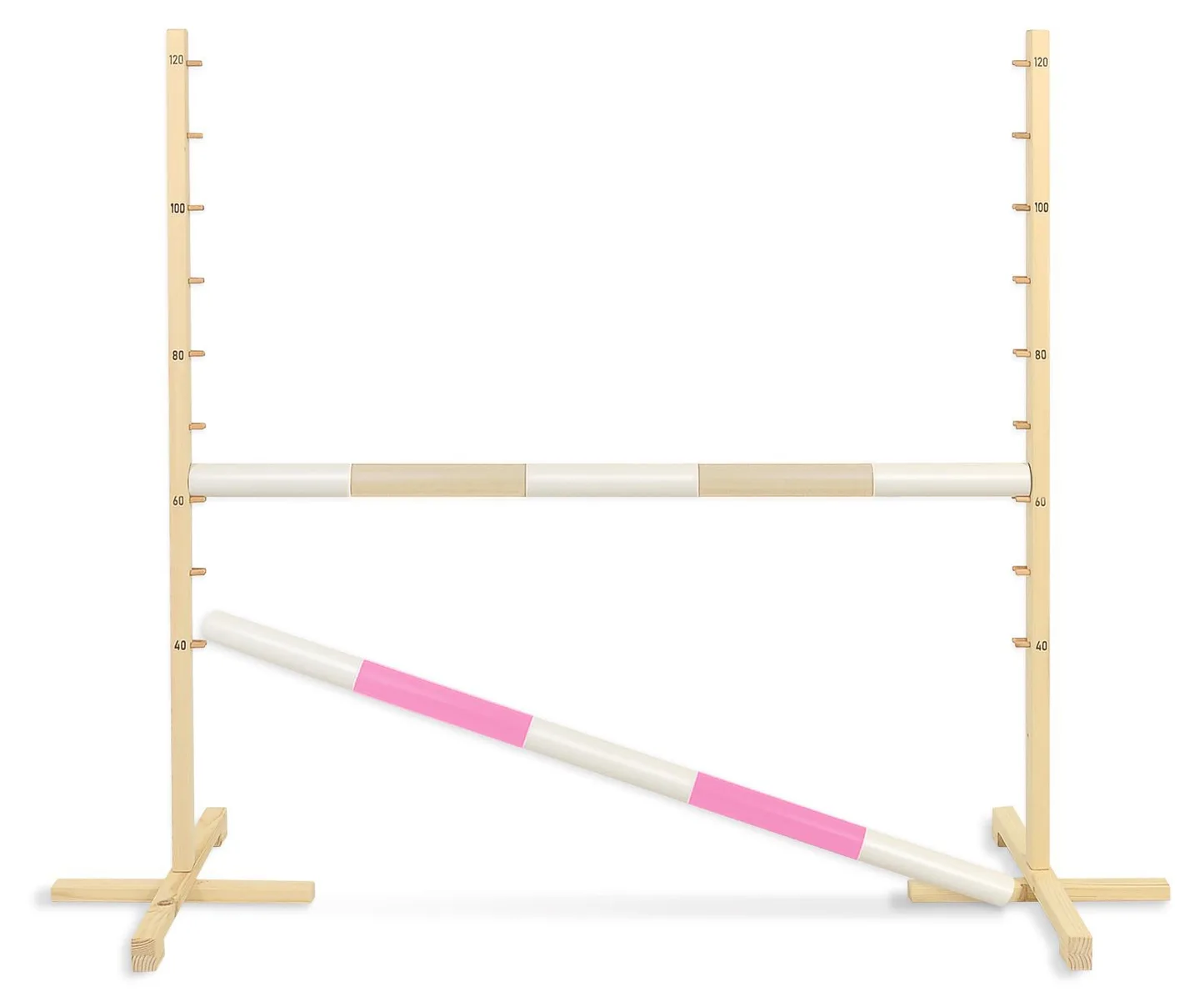 Przeszkoda skokowa do Hobby Horse 120cm, dwie belki - beżowa i jasny róż