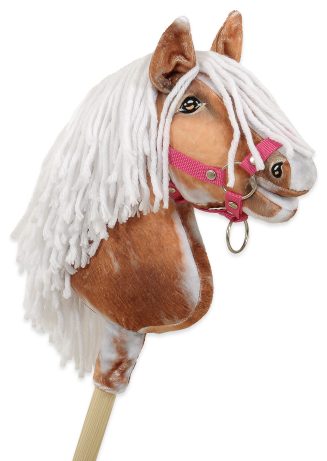 Hobby Horse Średni koń na kiju Premium srokaty tobiano z białą grzywą A4
