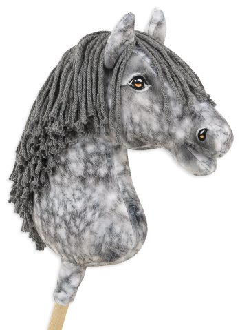 Hobby Horse Duży koń na kiju Premium - siwek jabłkowity z siwą grzywą A3