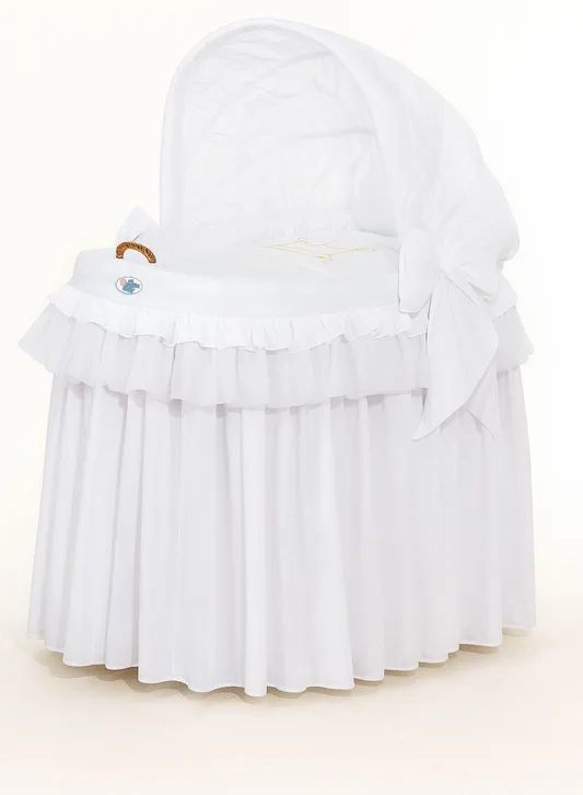 Kosz Mojżesza wiklinowy ze składaną budką - Little Prince biały
