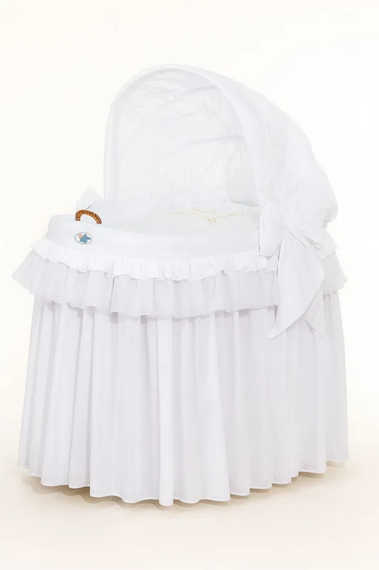 Kosz Mojżesza wiklinowy ze składaną budką - Little Prince biały