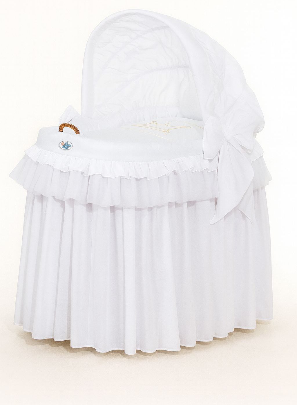 Kosz Mojżesza wiklinowy ze składaną budką - Little Prince biały