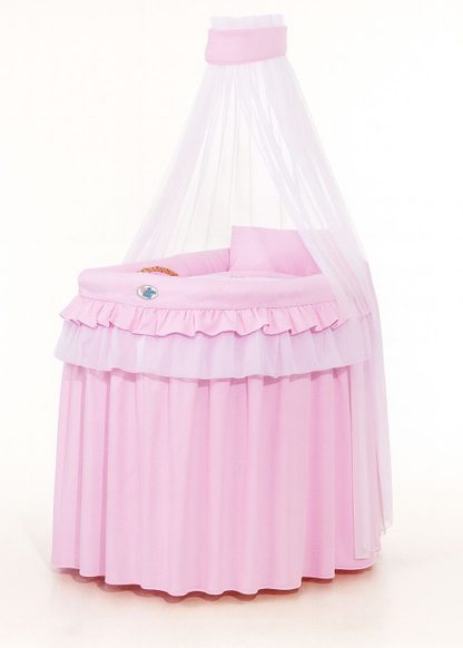 Kosz Mojżesza wiklinowy z baldachimem - Little Princess różowy