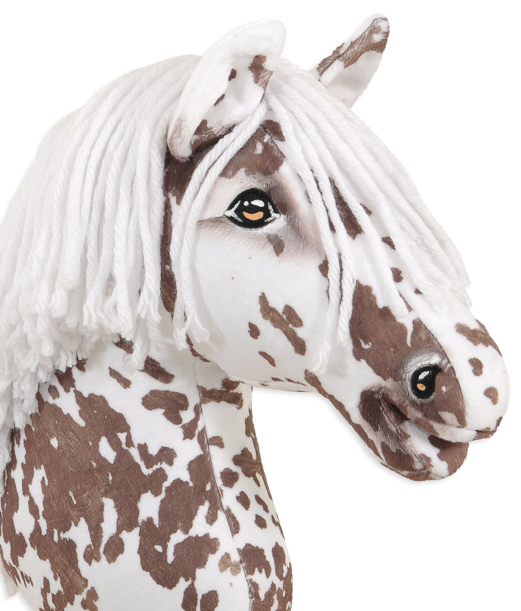 Hobby Horse Duży koń na kiju Premium - tarantowaty biało-brązowy z białą grzywą A3